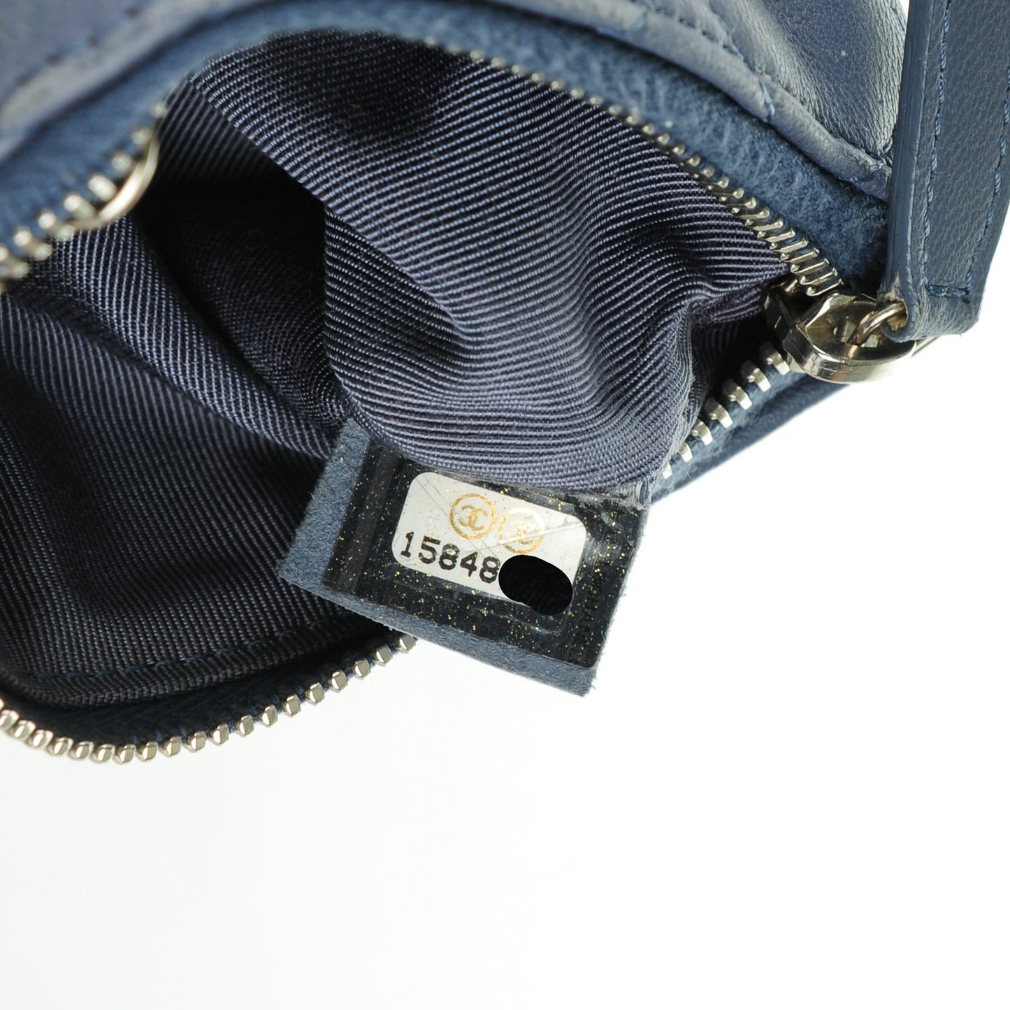 Lambskin Quilted Key Holder Case Blue