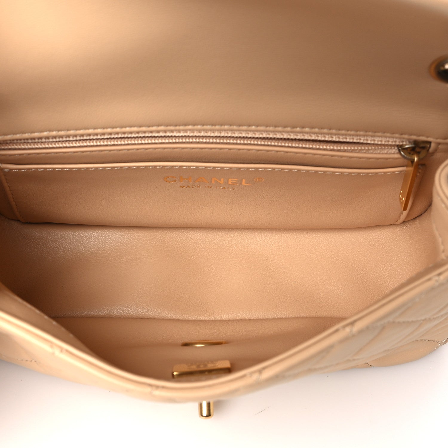 Chanel Lambskin Quilted Mini Rectangular Pearl Crush Flap Beige 5 of 10