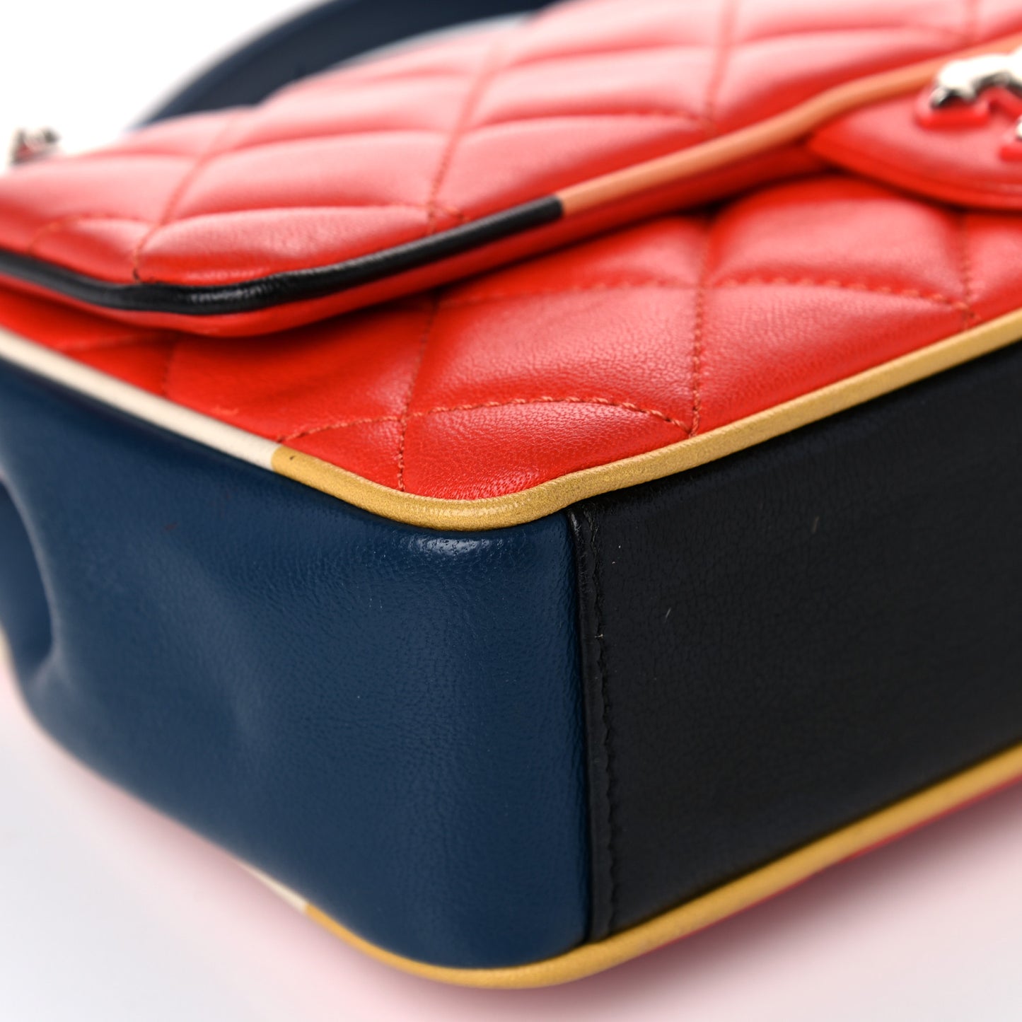 Lambskin Plexiglass Quilted Small Cuba Color Flap Red Multicolor