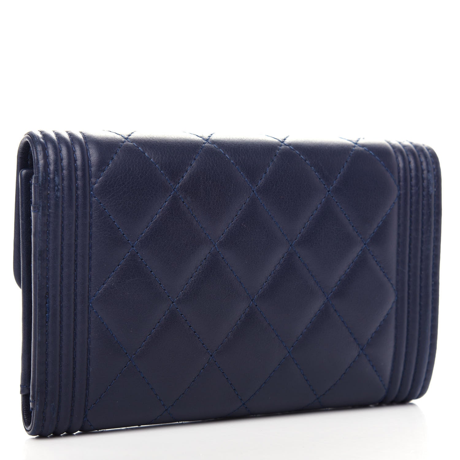 Chanel Lambskin Quilted Medium Boy Flap Wallet Navy 3 of 10