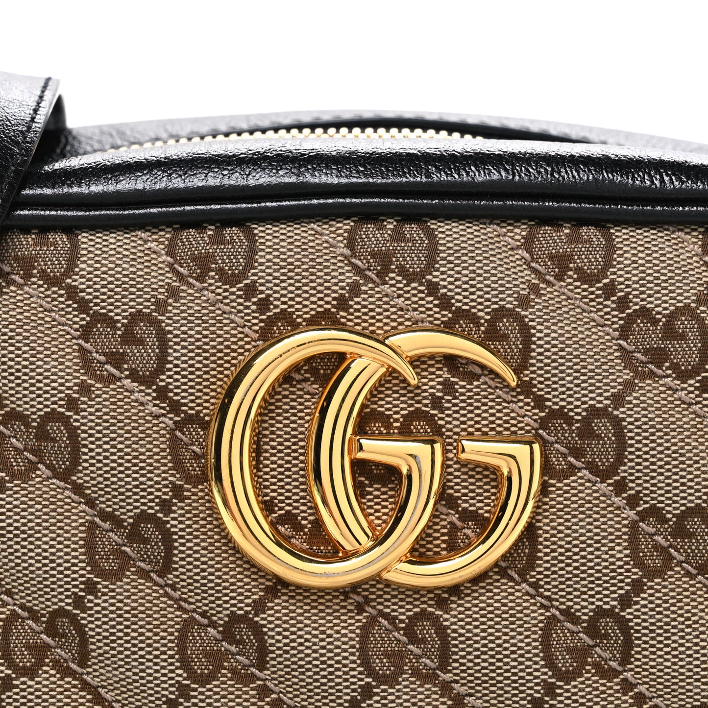 Monogram Matelasse Diagonal Small GG Marmont Chain Shoulder Bag Beige Black