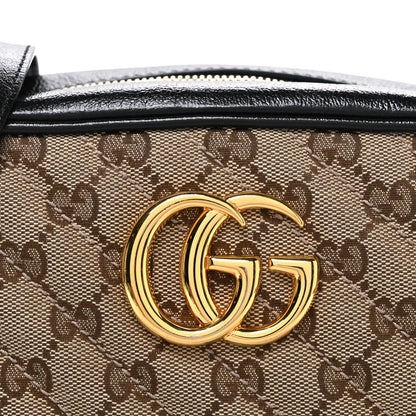 Gucci Monogram Matelasse Diagonal Small GG Marmont Chain Shoulder Bag Beige Black 8 of 10