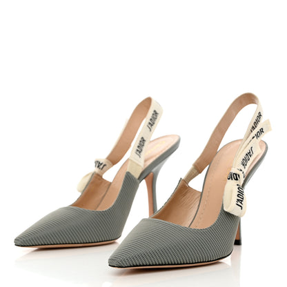 Christian Dior Technical Canvas Ribbon J'Adior Slingback 100mm Pumps 39.5 Grey Stone 3 of 13