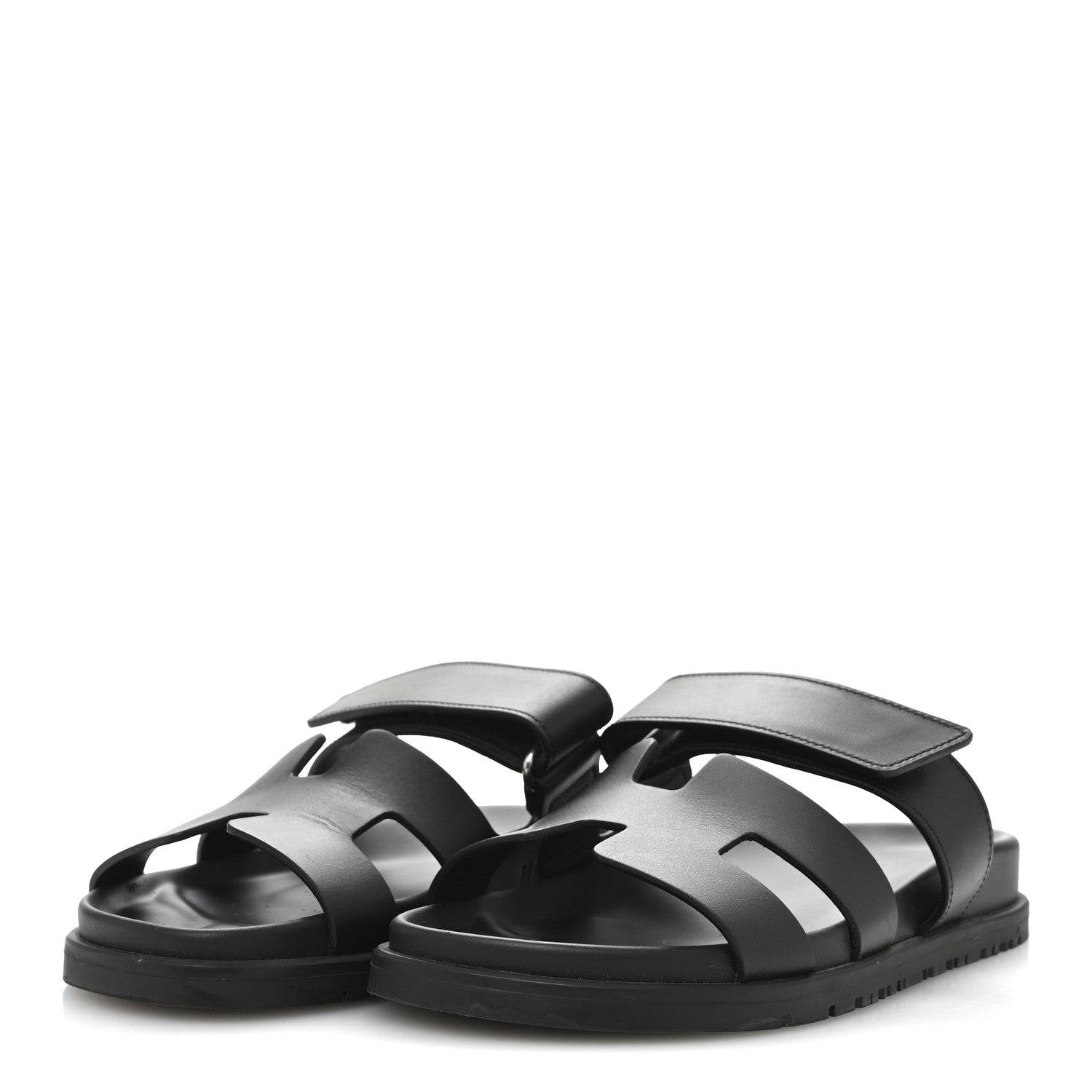 Hermes Calfskin Womens Chypre Sandals 36.5 Black 4 of 10