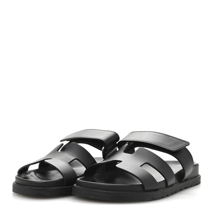 Hermes Calfskin Womens Chypre Sandals 36.5 Black 4 of 10