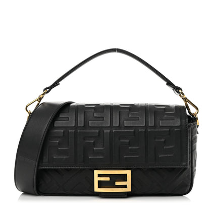 Fendi Nappa FF 1974 Embossed Baguette Black 1 of 16