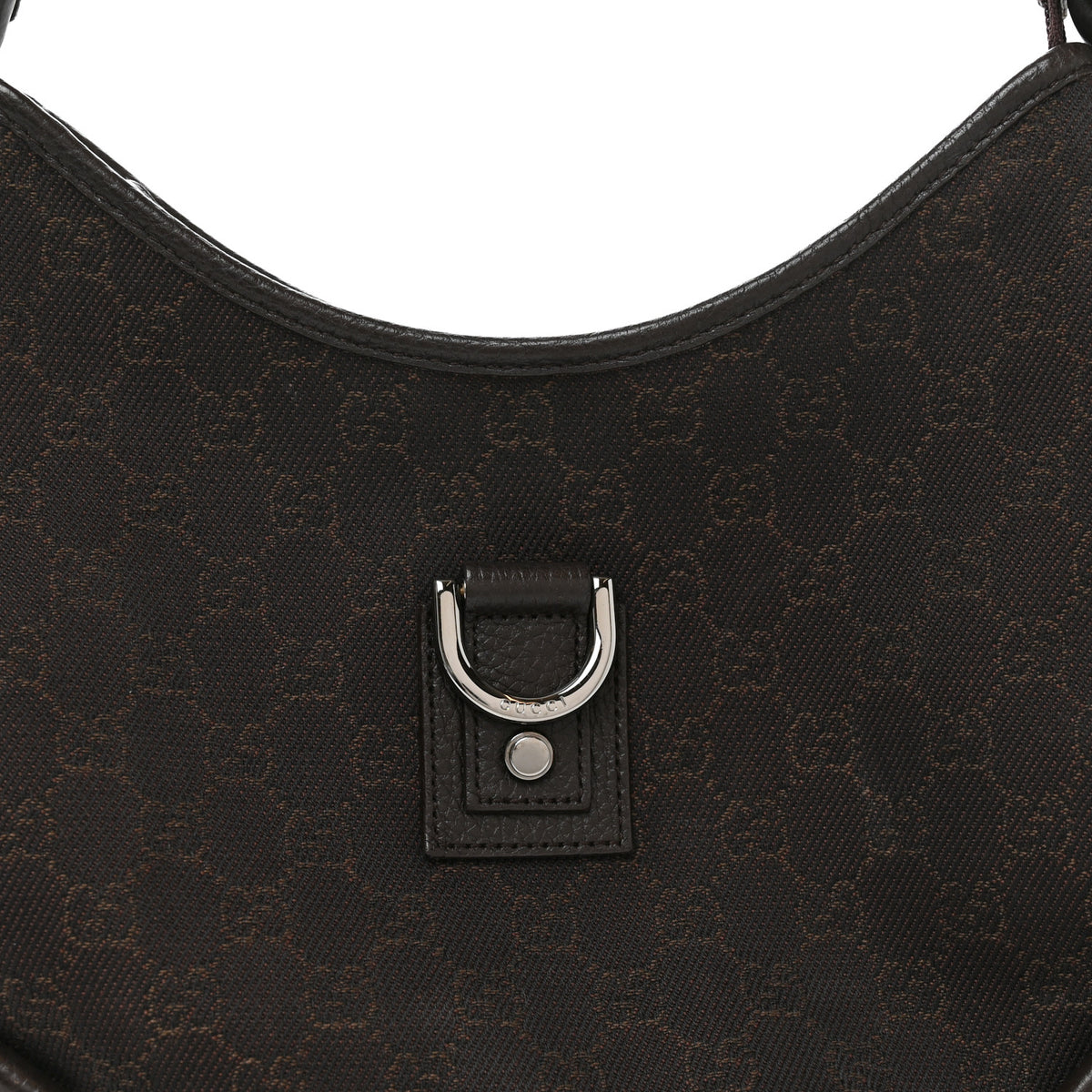 Gucci Denim Monogram Abbey D Ring Hobo Brown 7 of 9