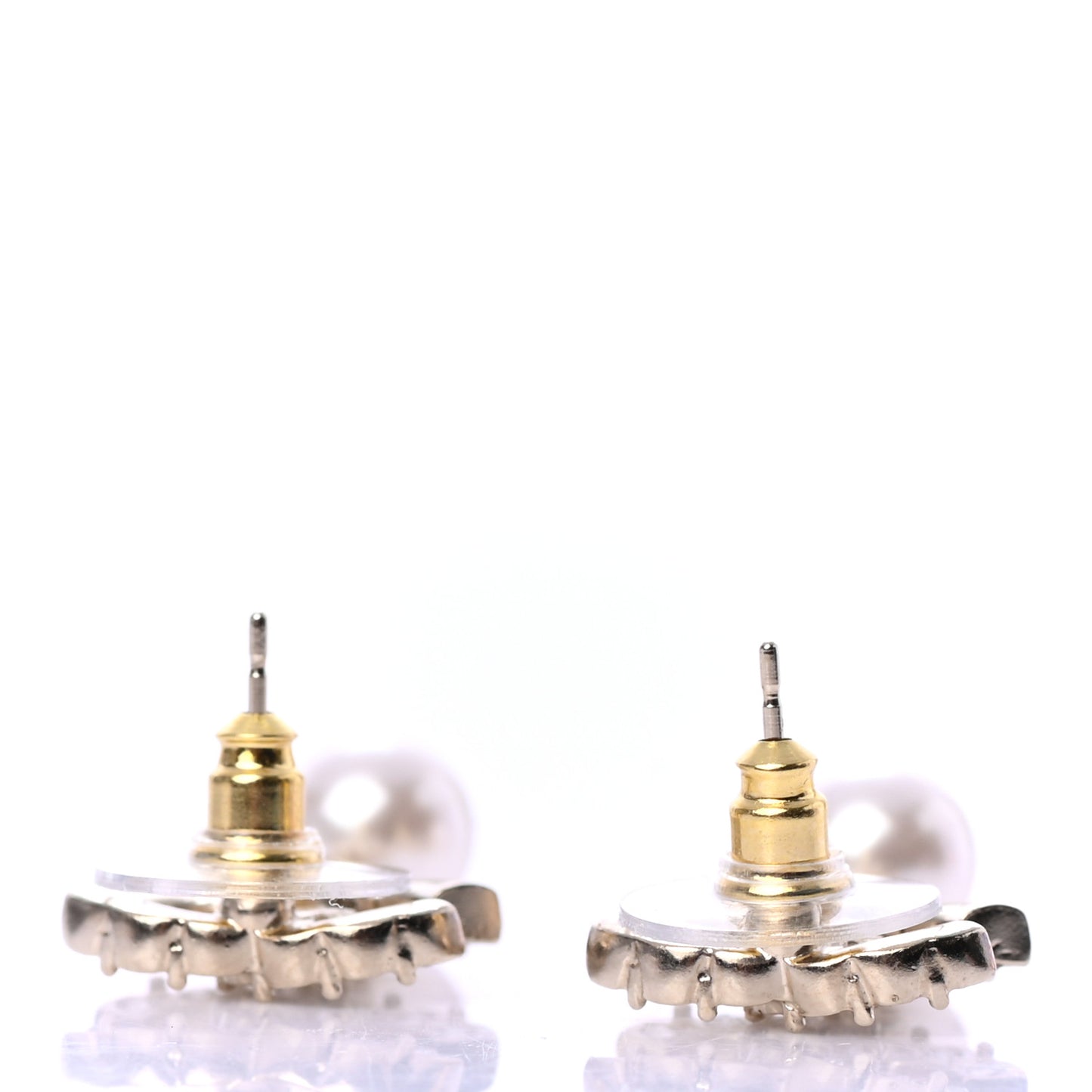 Crystal Pearl CC Drop Earrings Gold