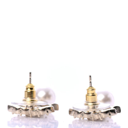 Chanel Crystal Pearl CC Drop Earrings Gold 3 of 4