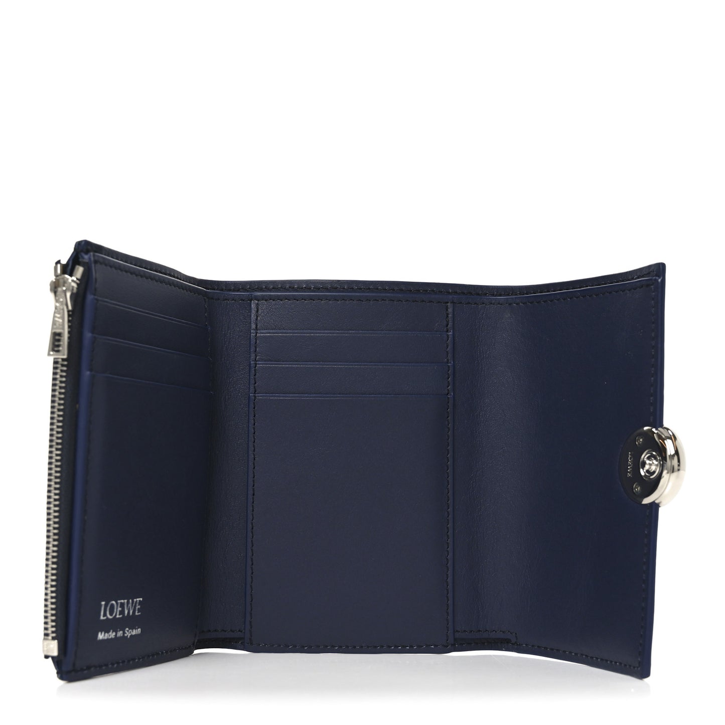 Nappa Calfskin Small Vertical Wallet Navy