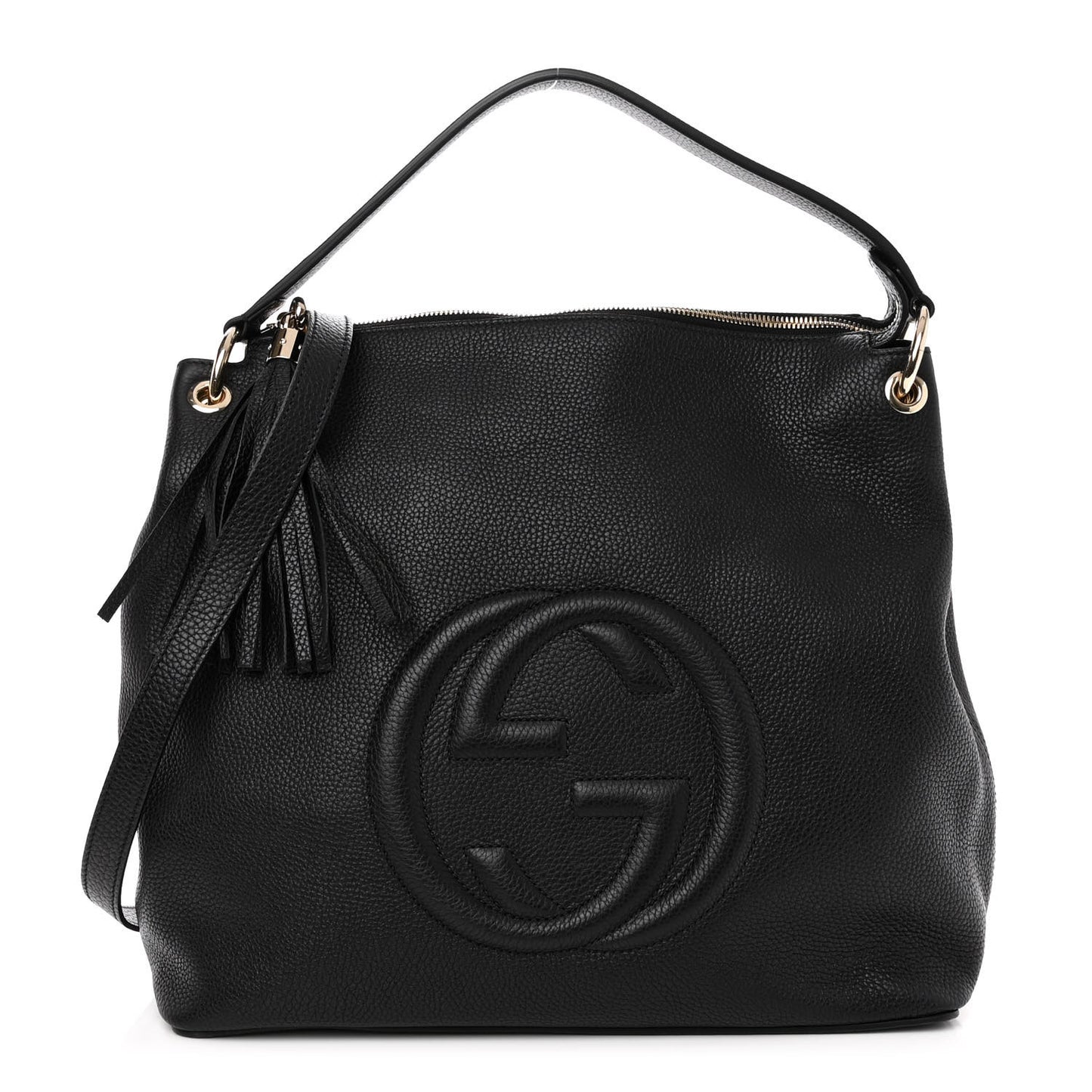Pebbled Calfskin Large Soho Hobo Black