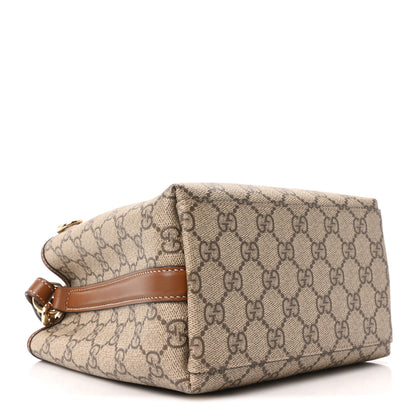 Gucci GG Supreme Monogram Emblem Small Shoulder Bag Beige Ebony Sundial 4 of 9