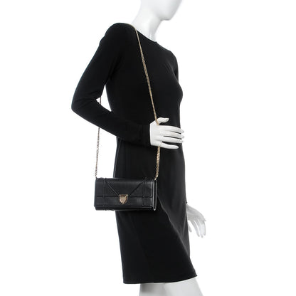 Christian Dior Grained Calfskin Diorama Croisiere Chain Wallet Black 2 of 8