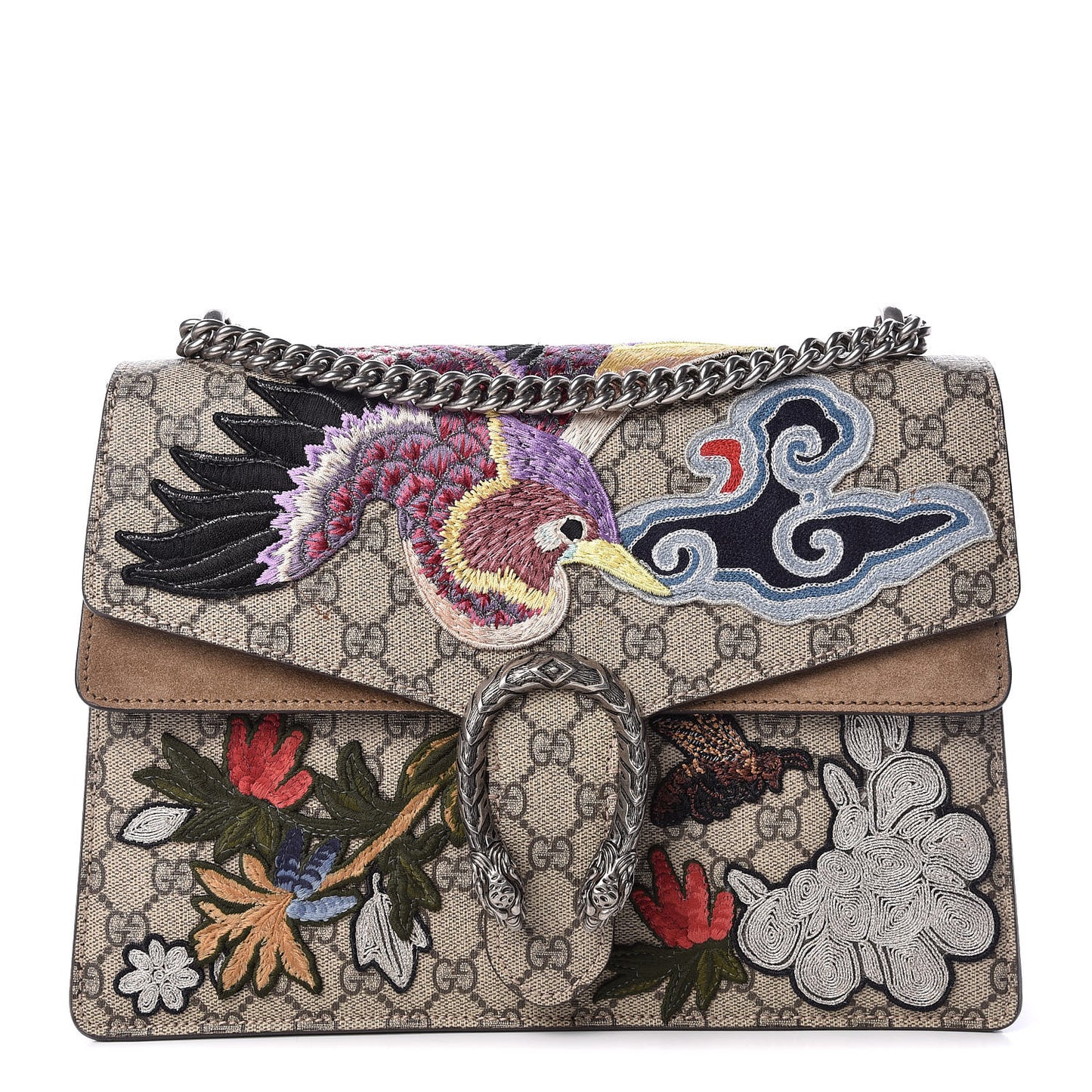 GG Supreme Monogram Embroidered Medium Dionysus Shoulder Bag Taupe