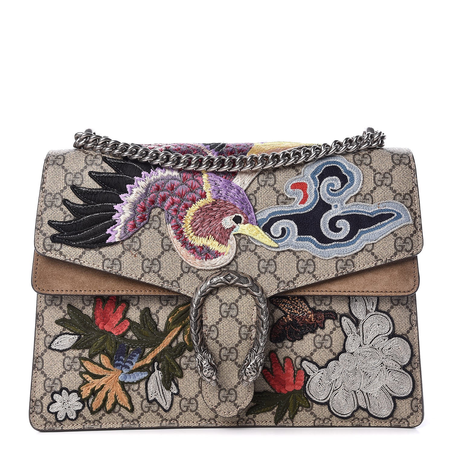 Gucci GG Supreme Monogram Embroidered Medium Dionysus Shoulder Bag Taupe 1 of 13