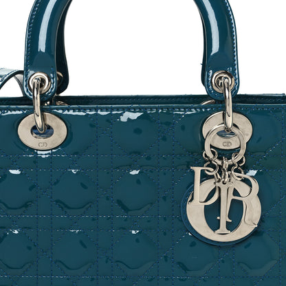 Christian Dior Patent Cannage Medium Lady Dior Blue 9 of 15