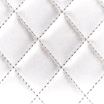 Chanel Metallic Lambskin Quilted Large Gusset Zip Around Wallet Silver 8 of 11