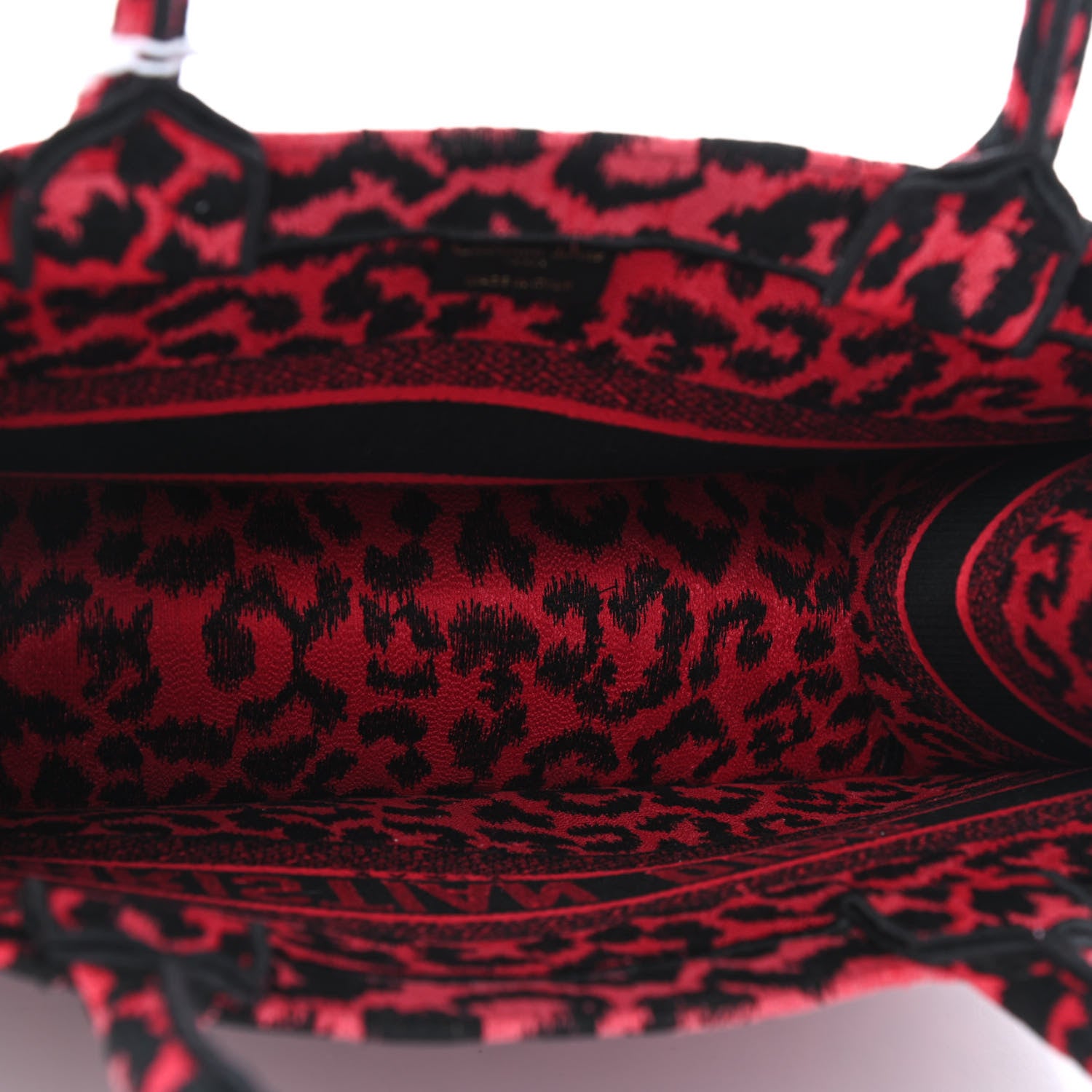 Christian Dior Canvas Mizza Embroidered Medium Leopard Book Tote Fuchsia Multicolor 4 of 4