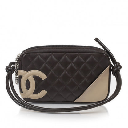 Chanel Calfskin Quilted Cambon Pochette Brown Beige 1 of 13