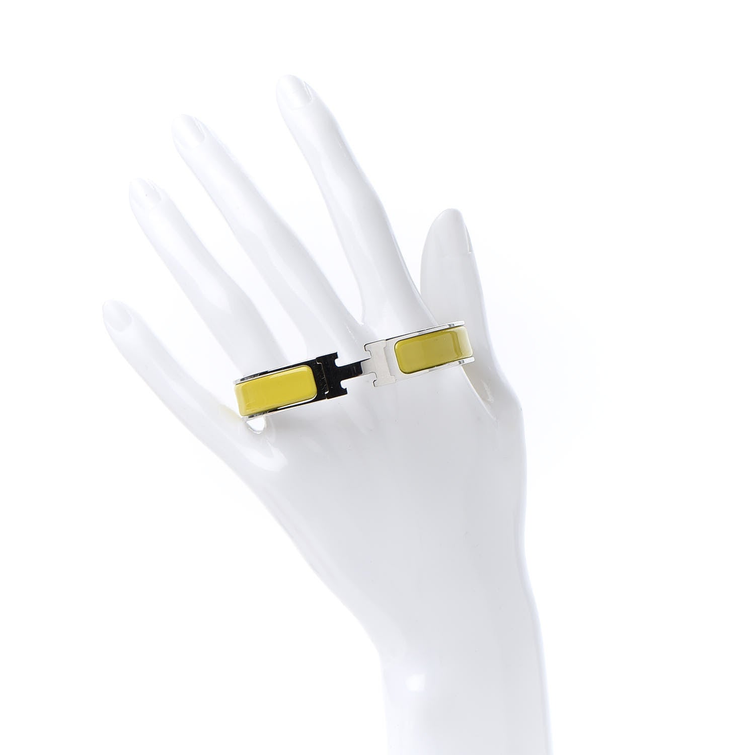 Hermes Enamel Narrow Clic Clac H Bracelet GM Chartreuse 2 of 7