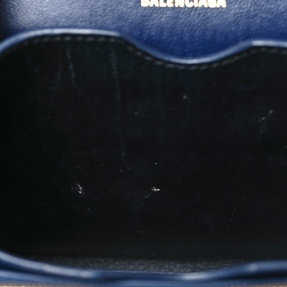 Balenciaga Shiny Calfskin Crocodile Embossed Small B Crossbody Bag Navy 9 of 9