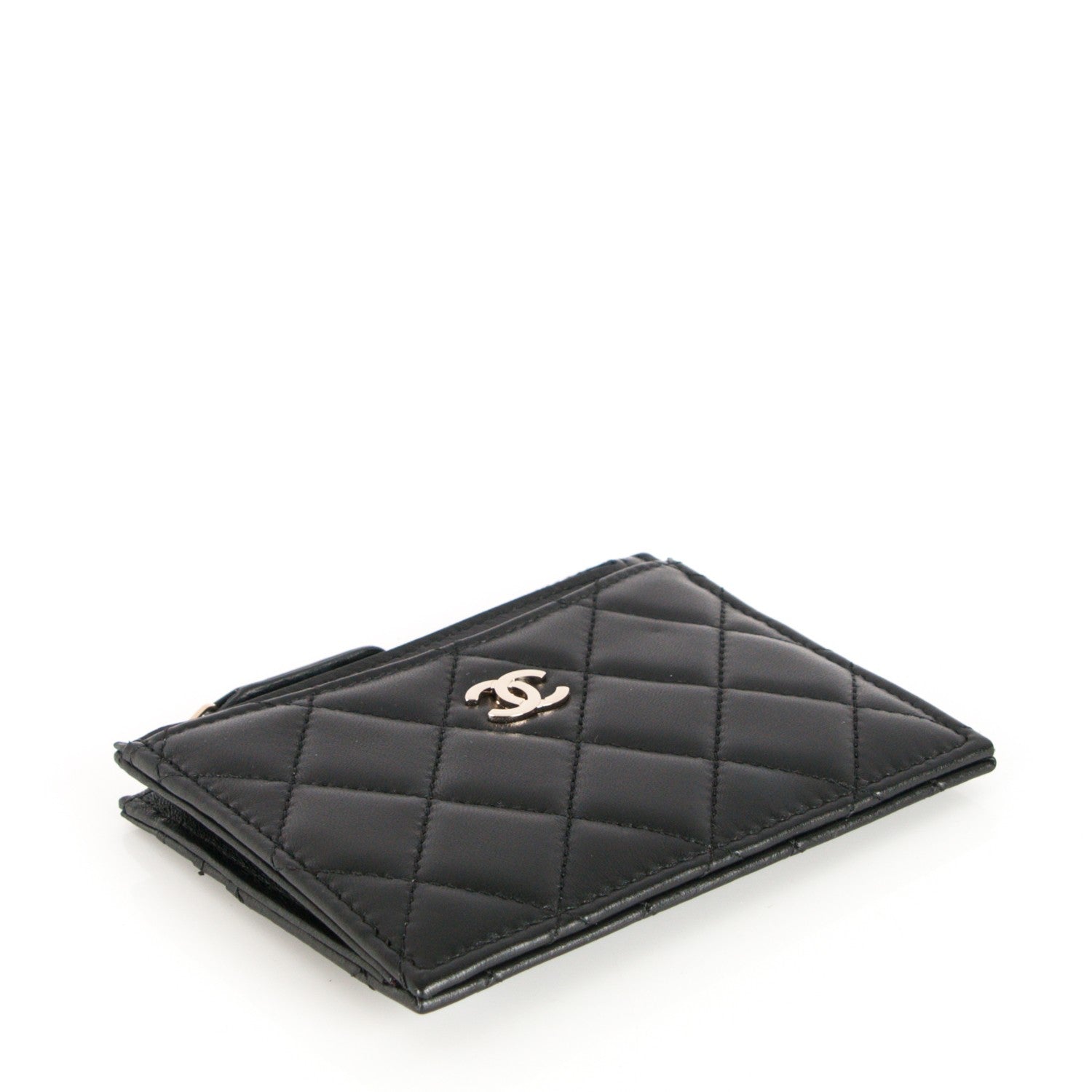 Chanel Lambskin Quilted Zip Card Holder Black 4 of 7