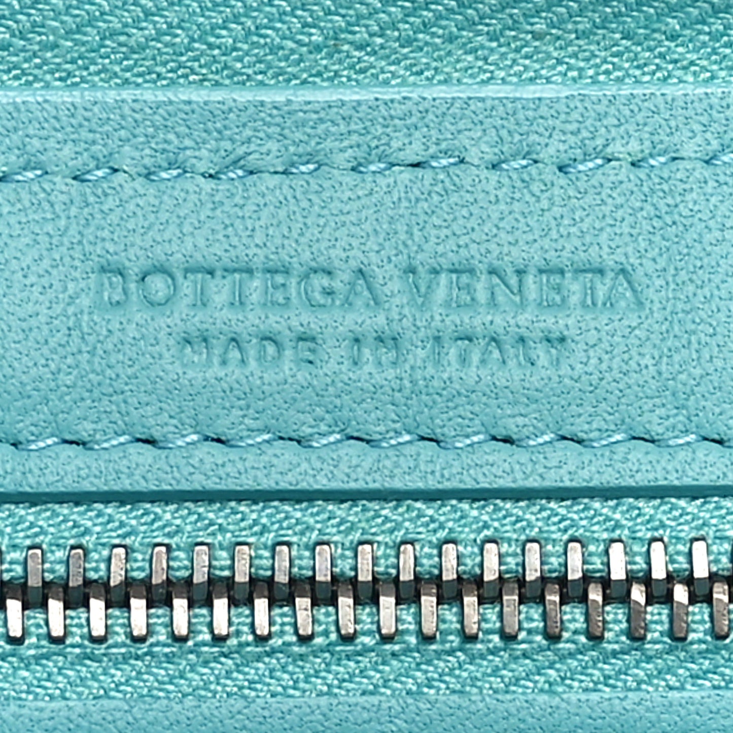 Nappa Intrecciato Zip Around Wallet Aqua