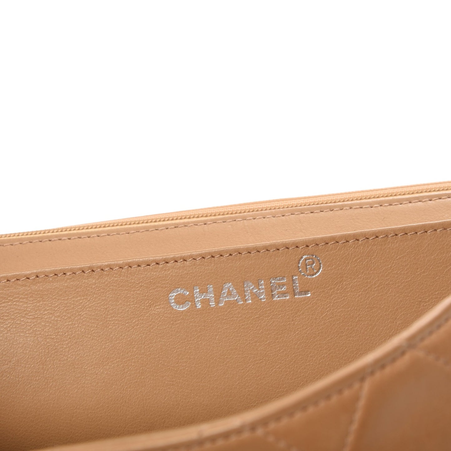 Lambskin Quilted Clutch Flap Beige