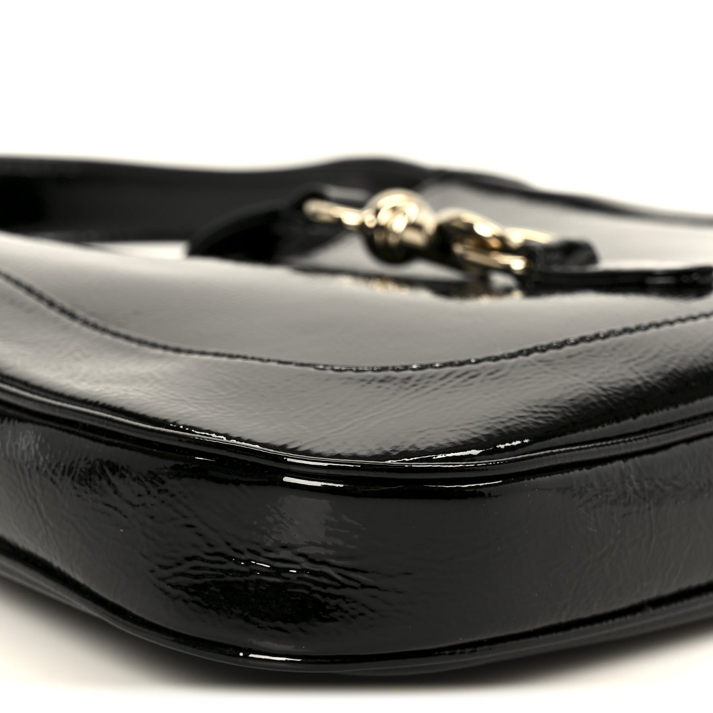 Patent Calfskin Small Jackie Shoulder Bag Black