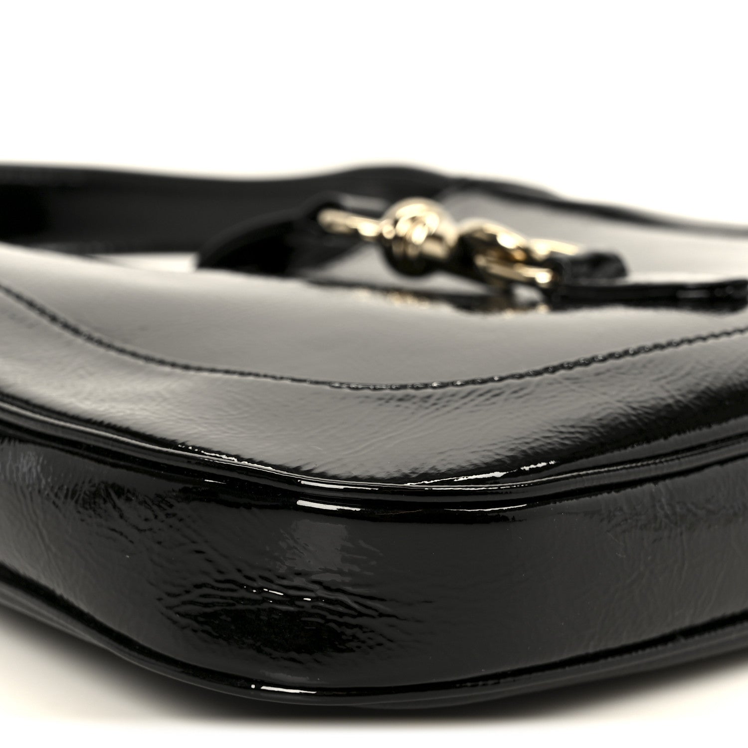 Gucci Patent Calfskin Small Jackie Shoulder Bag Black 9 of 10