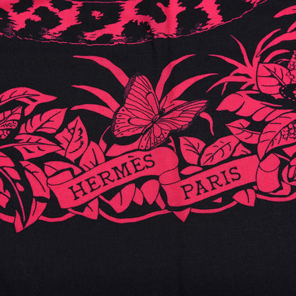 Hermes Cashmere Silk Jungle Love Tattoo Shawl 140 Black Rose Vif 3 of 6