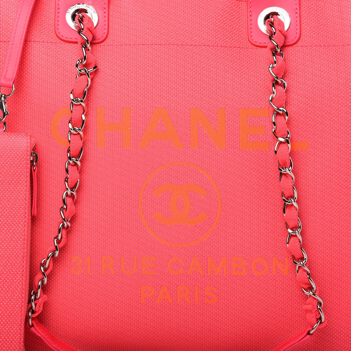 Mixed Fibers Calfskin Medium Deauville Tote Pink Orange