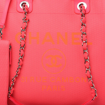 Chanel Mixed Fibers Calfskin Medium Deauville Tote Pink Orange 10 of 10
