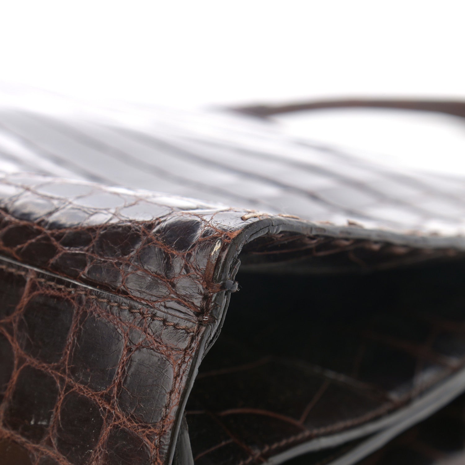 Bottega Veneta Crocodile Top Handle Bag Brown 13 of 14