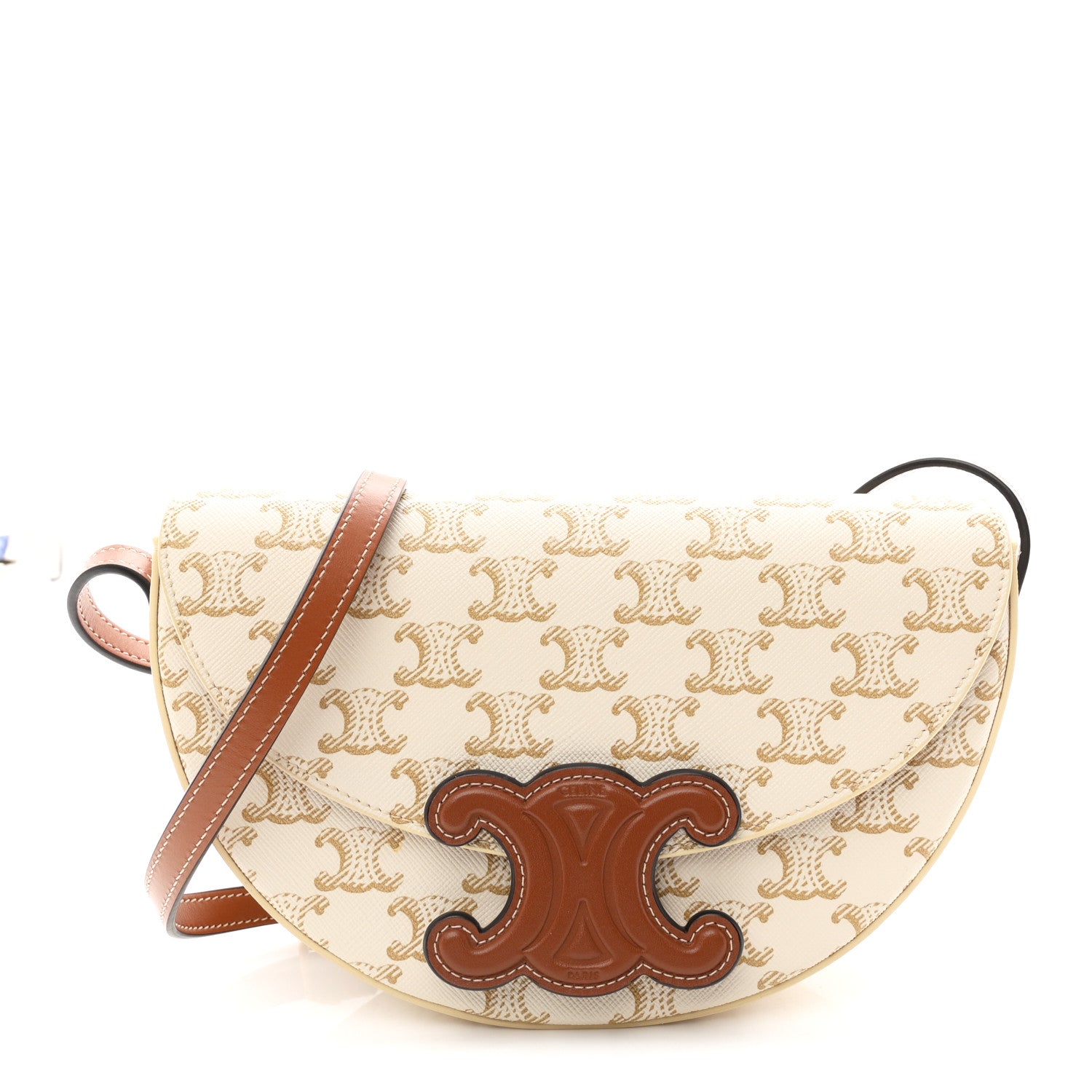 Celine Calfskin Triomphe Canvas Besace White 1 of 11