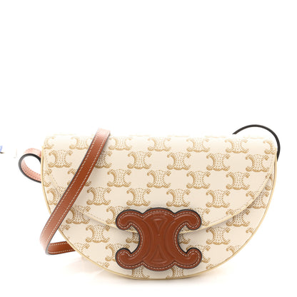Celine Calfskin Triomphe Canvas Besace White 1 of 11