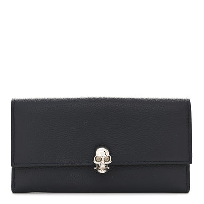 Alexander McQueen Calfskin Skull Continental Wallet Navy 1 of 8
