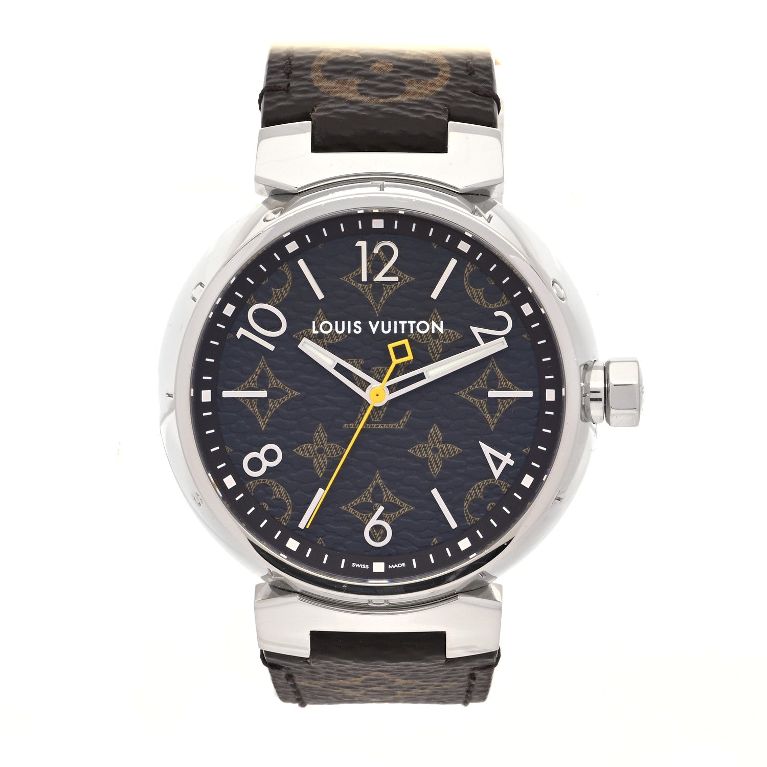 Louis Vuitton Stainless Steel Monogram 39mm Tambour Monogram Quartz Watch 1 of 5