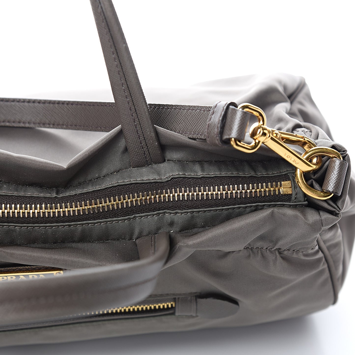 Tessuto Nylon Saffiano Shopping Satchel Grey