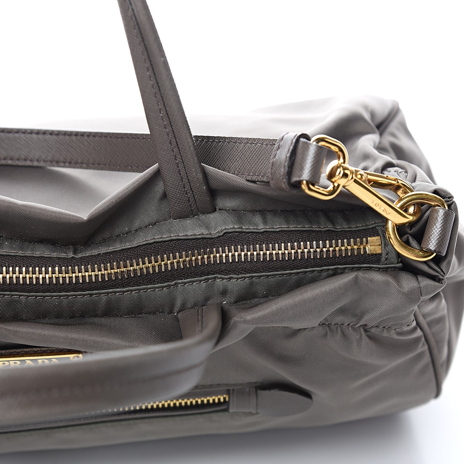Prada Tessuto Nylon Saffiano Shopping Satchel Grey 14 of 15