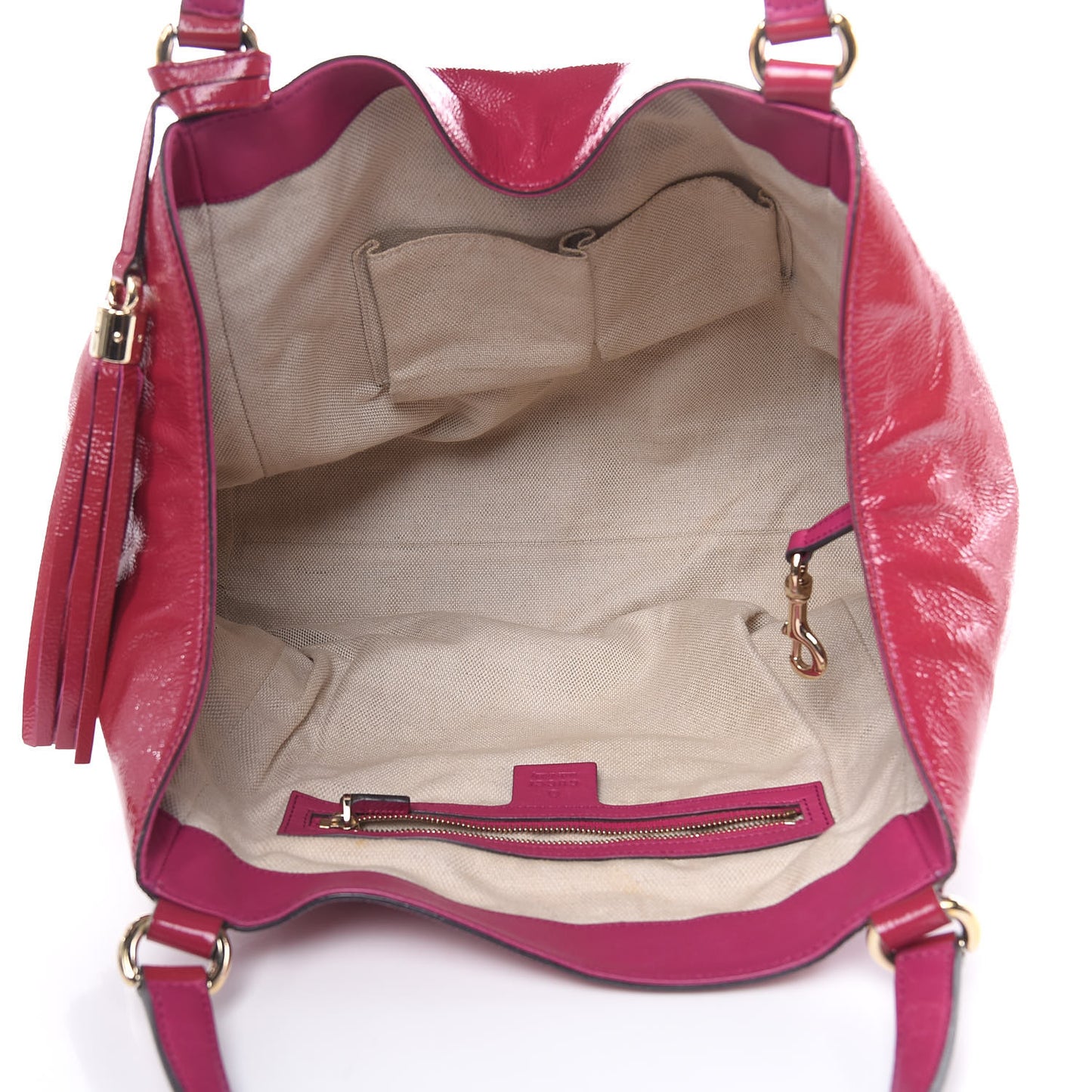 Vernice Naplack Medium Soho Shoulder Bag Bright Bouganville