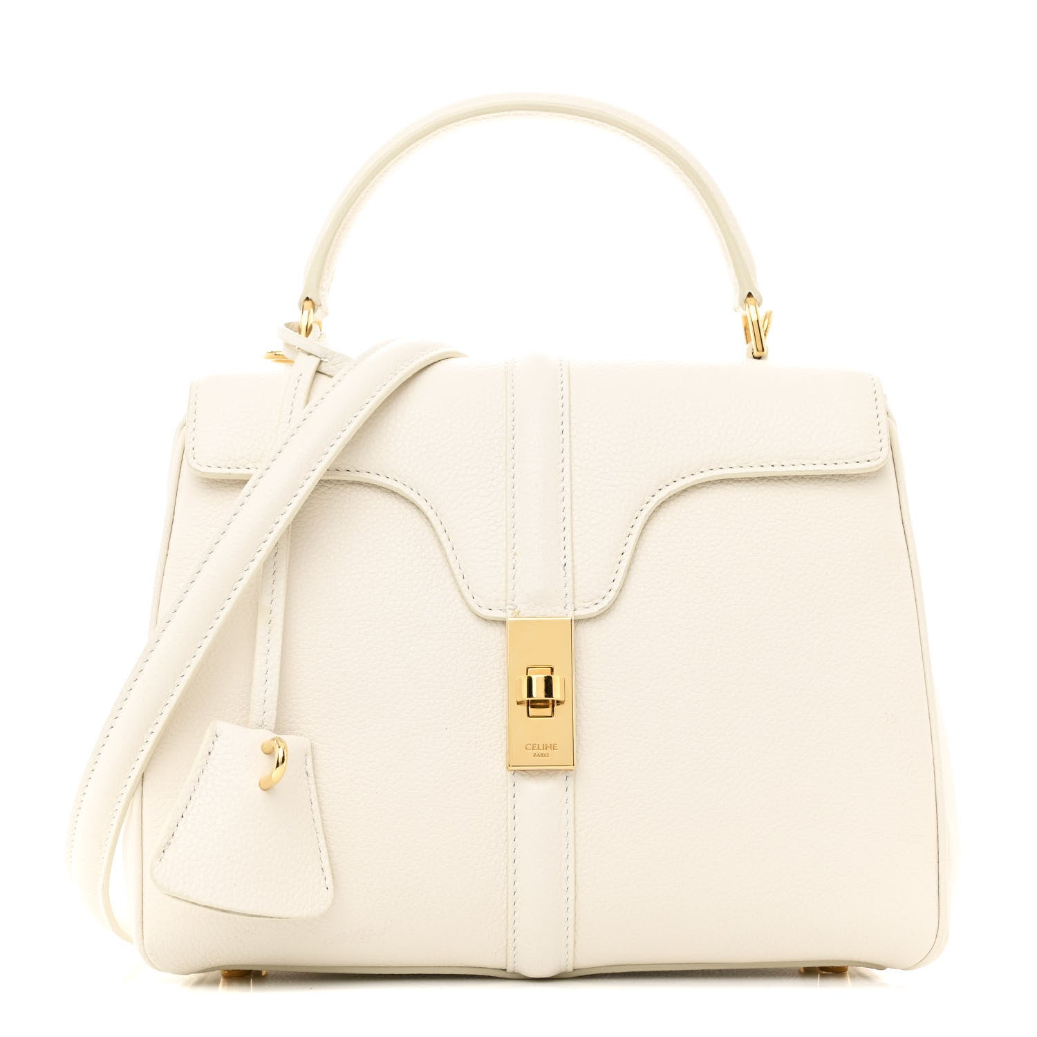 Celine Grained Calfskin Small 16 Top Handle Bag White 1 of 16