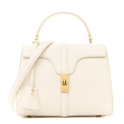 Celine Grained Calfskin Small 16 Top Handle Bag White 1 of 16