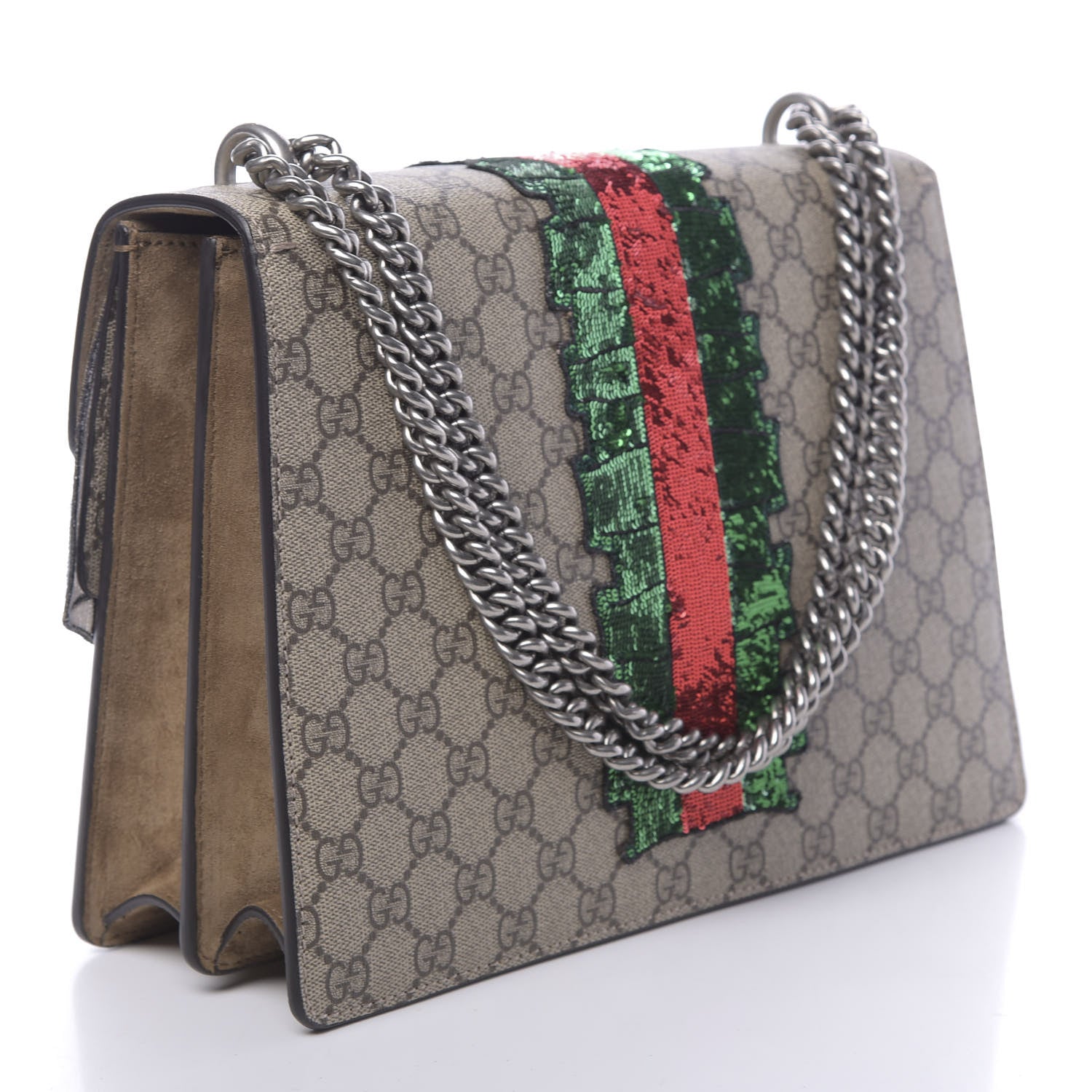 Gucci GG Supreme Monogram Lightning Embroidered Medium Dionysus Shoulder Bag Beige 3 of 10