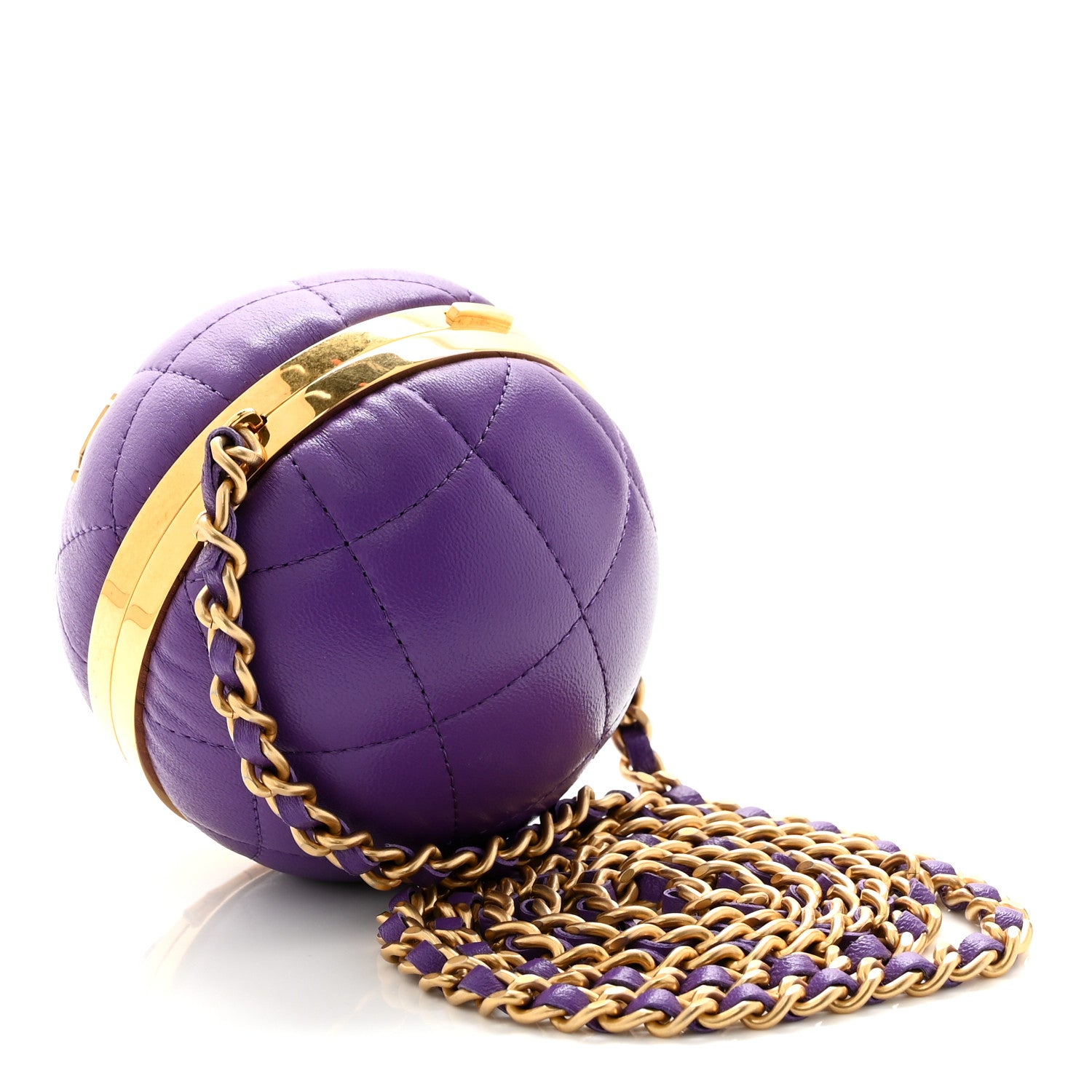 Chanel Lambskin CC Minaudiere Sphere Chain Clutch Purple 3 of 10