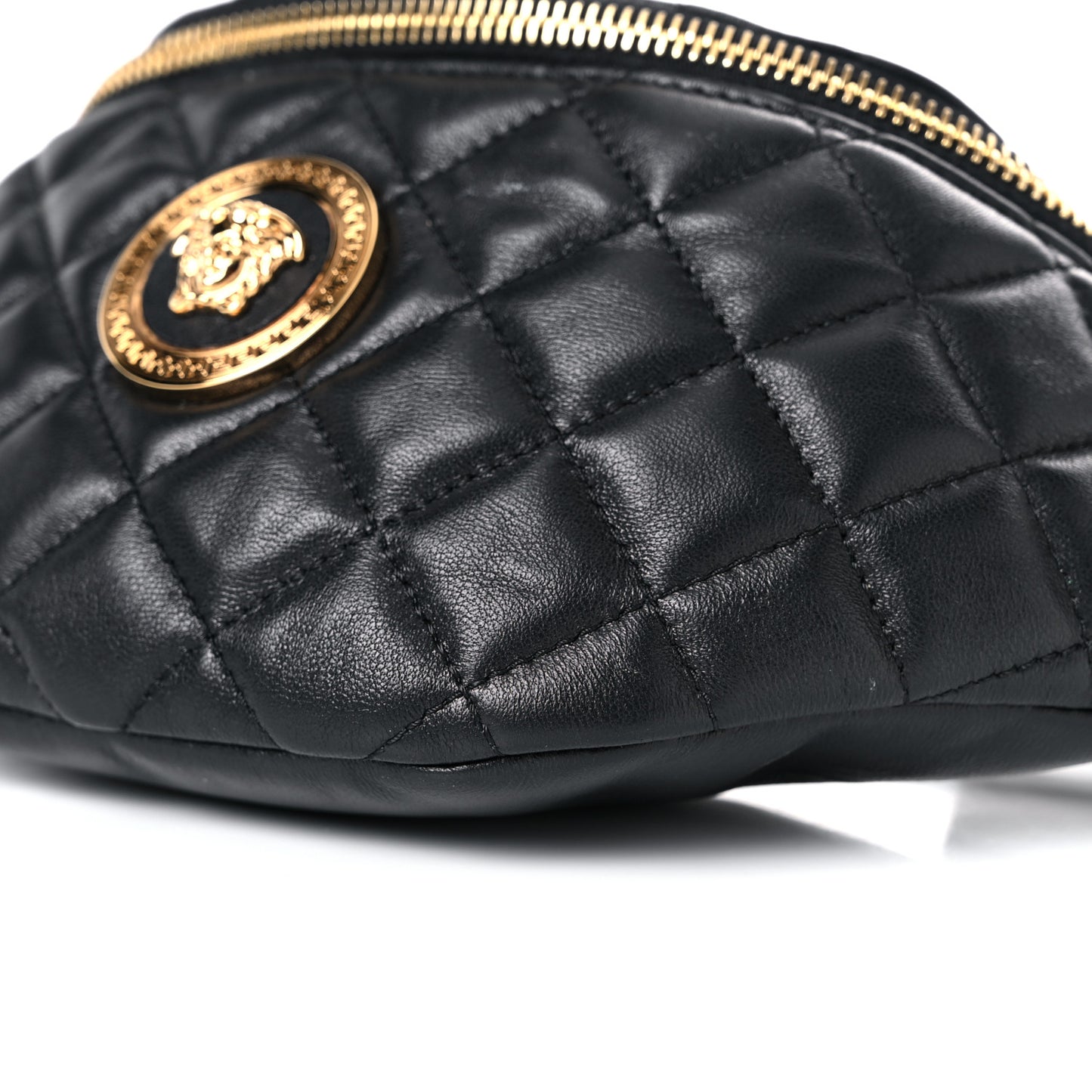 Nappa Quilted Medusa Belt Bag Black