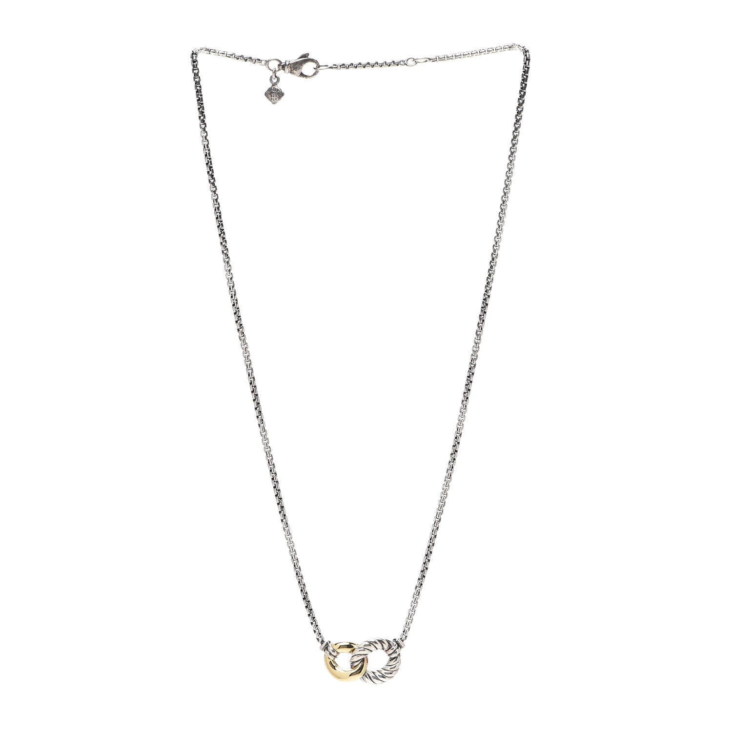 David Yurman Sterling Silver 18K Yellow Gold Belmont Pendant Necklace 3 of 4