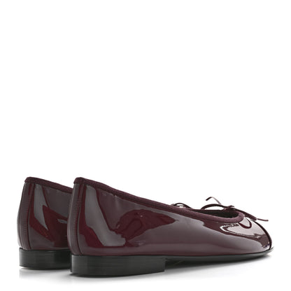 Chanel Patent Cap Toe Ballerina Flats 38 Prune 4 of 10