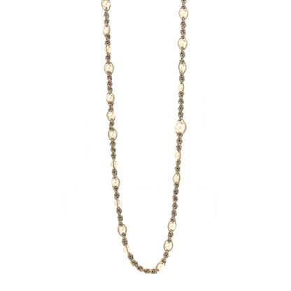 Chanel Pearl Crystal Bead Chain CC Long Necklace Gold 1 of 5