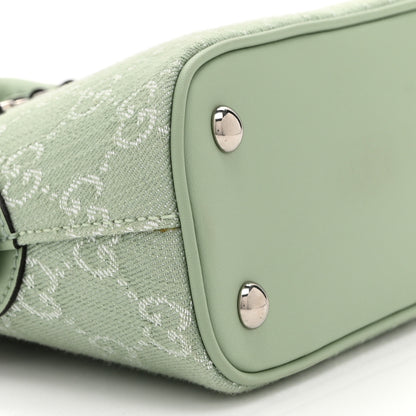 Gucci Summer Denim Calfskin GG Monogram Web Mini Top Handle Ophidia Dome Shoulder Bag Pale Green 19 of 22
